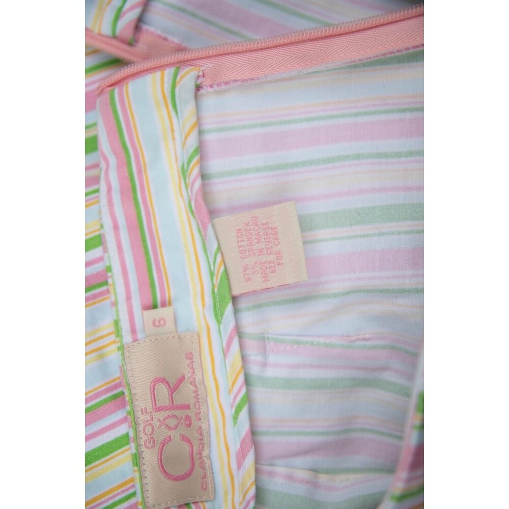 Vtg C&R‎ Golf Claudia Romana Skort Womens 6 Stretch Pockets Multicolor Stripped - Picture 8 of 8